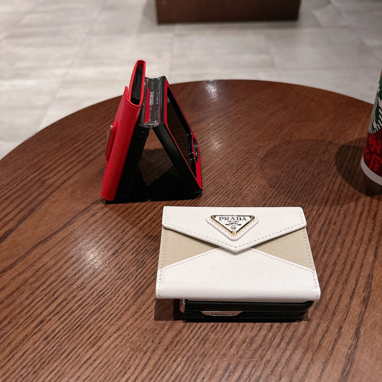 Triangle Logo Colorblock Card Holder Case for Galaxy Z Flip