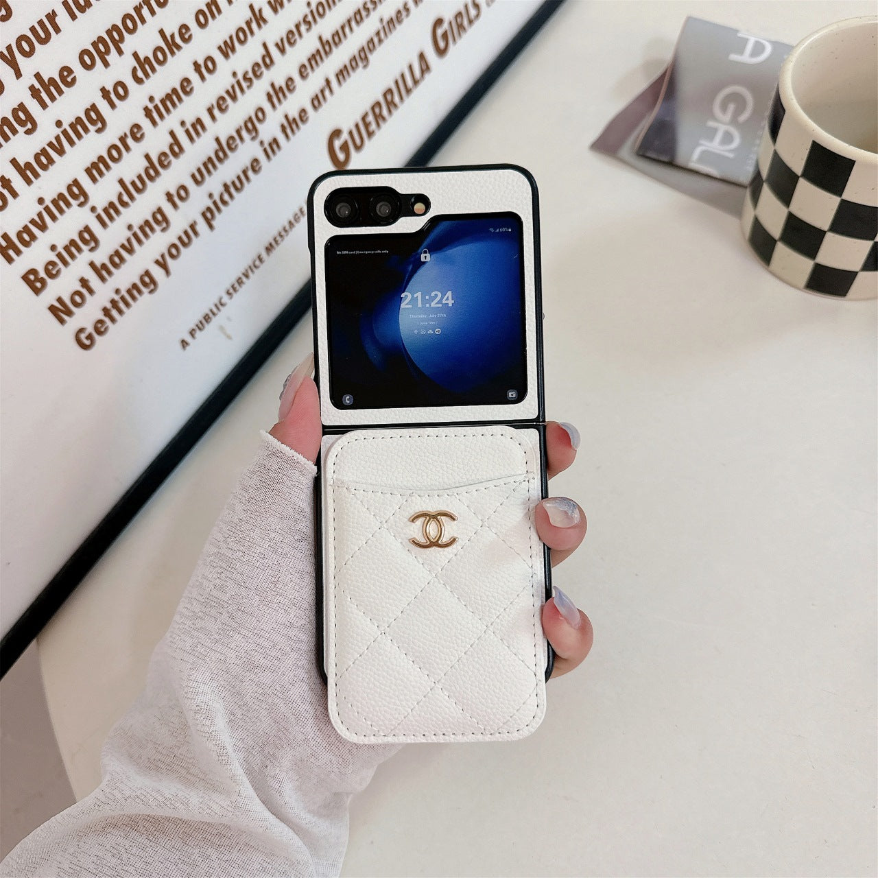 Diamond Embroidery Magnetic Card Holder Case for Galaxy Z Flip