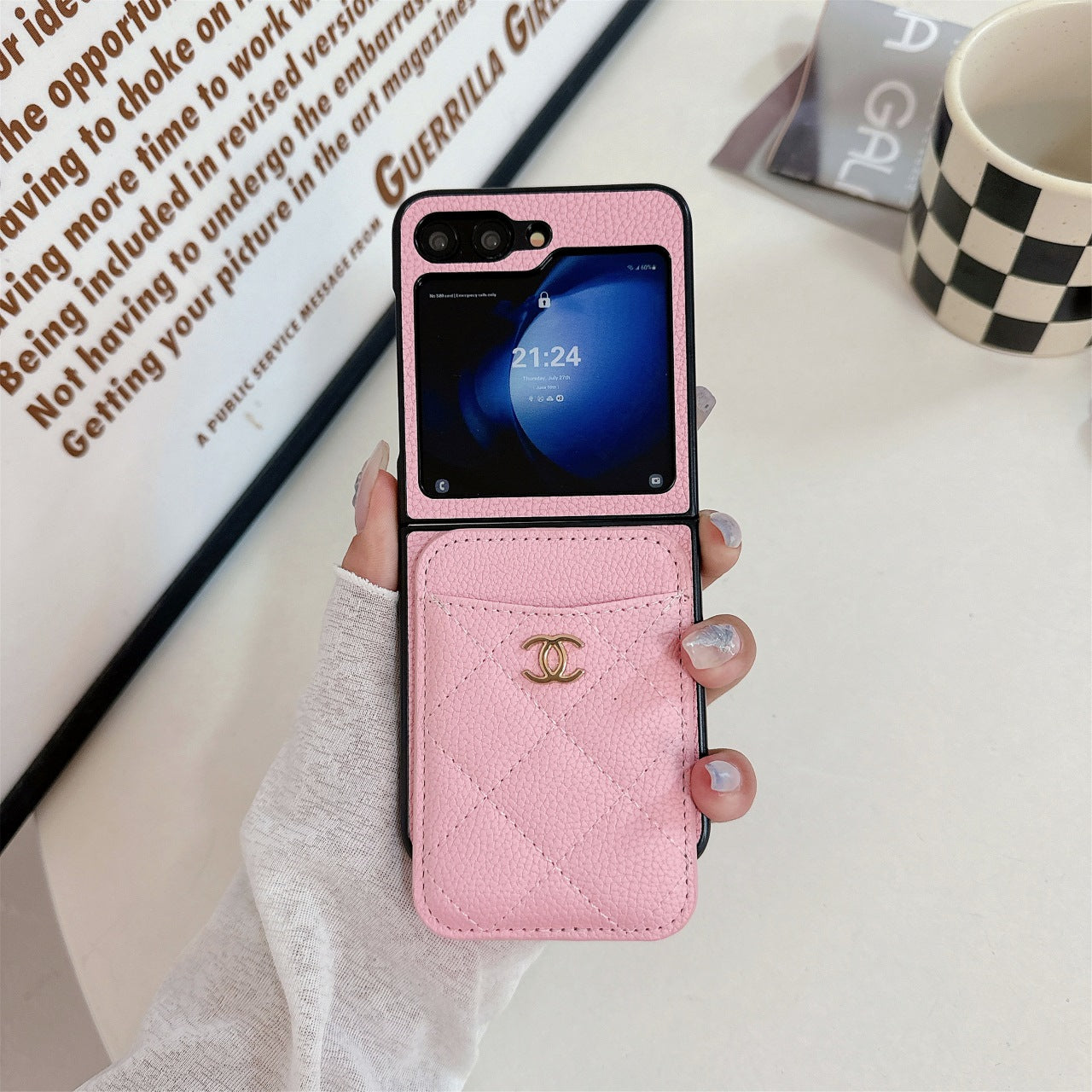 Diamond Embroidery Magnetic Card Holder Case for Galaxy Z Flip