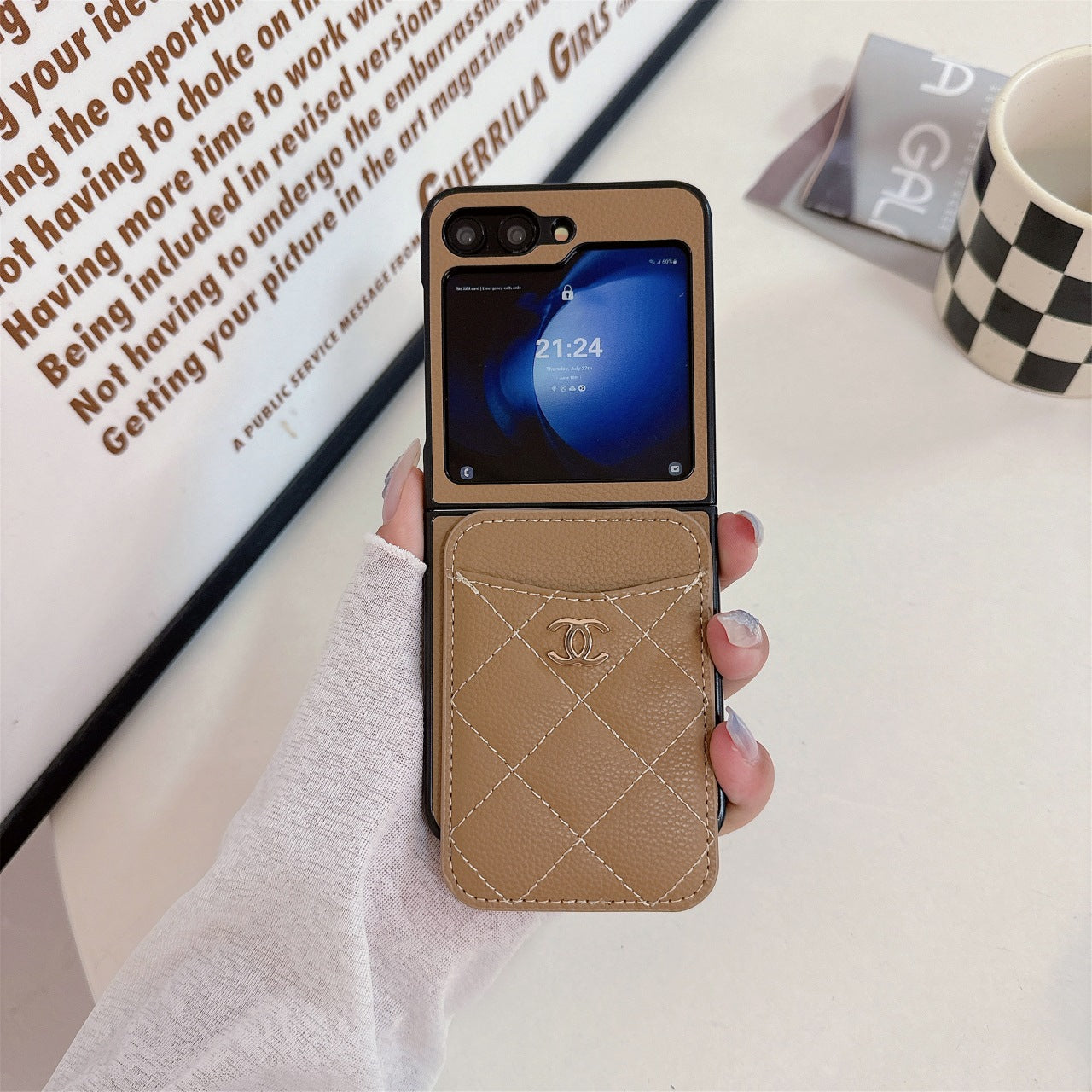 Diamond Embroidery Magnetic Card Holder Case for Galaxy Z Flip