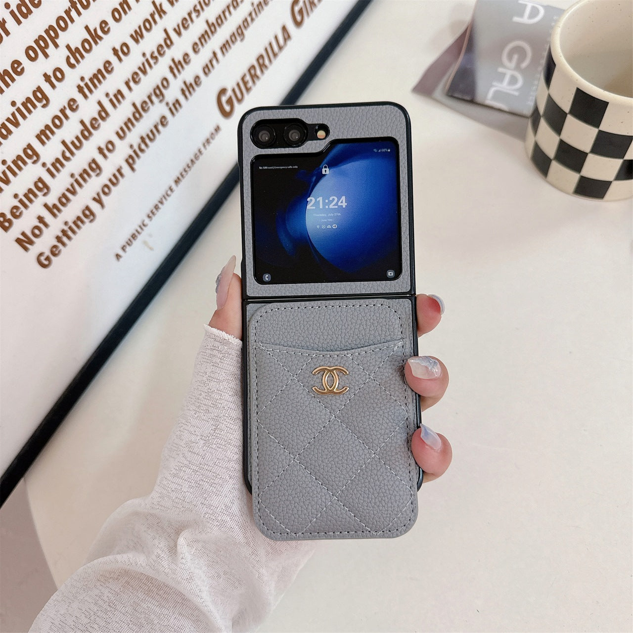 Diamond Embroidery Magnetic Card Holder Case for Galaxy Z Flip