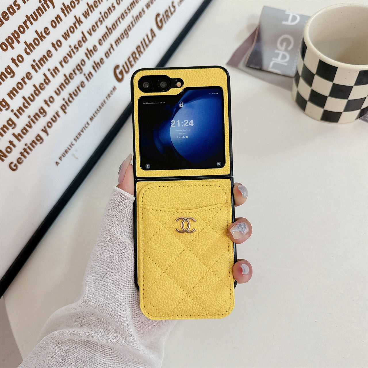 Diamond Embroidery Magnetic Card Holder Case for Galaxy Z Flip