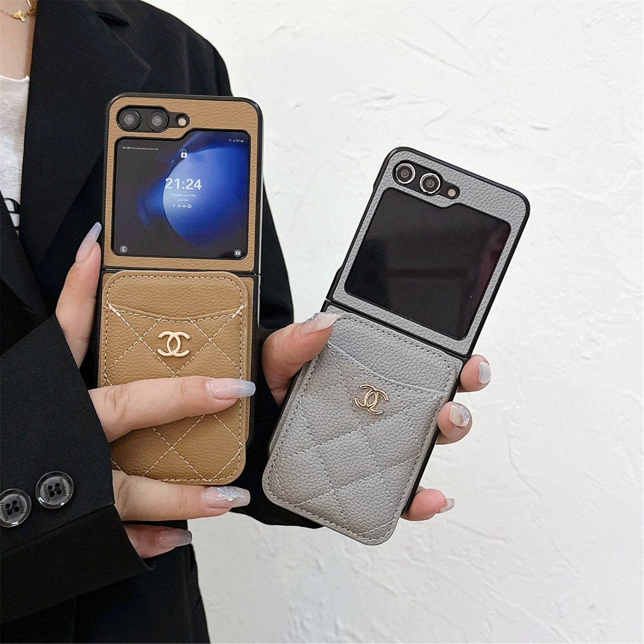 Diamond Embroidery Magnetic Card Holder Case for Galaxy Z Flip