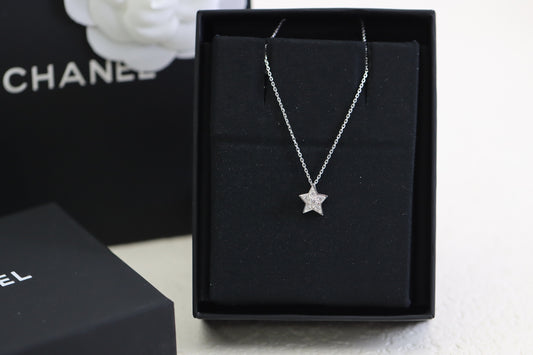 Silver Diamond Star Clavicle Necklace