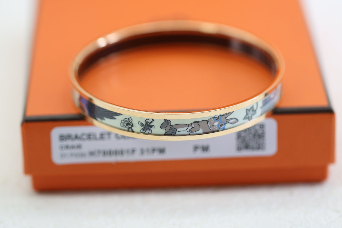 Creamy White Rabbit Enamel Bracelet