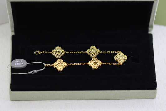 Rose gold hot stamping four-leaf clover five-flower bracelet