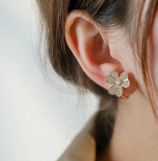 Full diamond clover earrings
