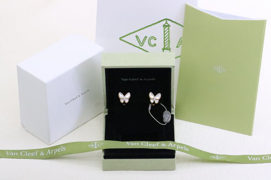 Rose Gold White Mother-of-Pearl Butterfly Earrings