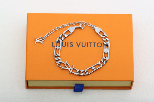 Floral and Letter Cuban Patchwork Bracelet