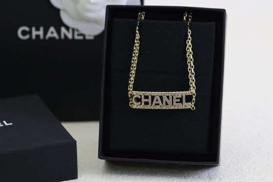 Gold diamond letter clavicle necklace