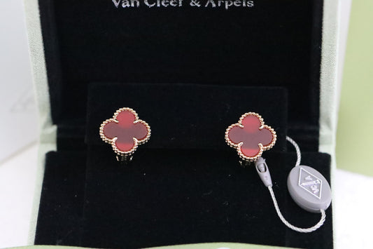 Carnelian Four-Leaf Clover Earrings