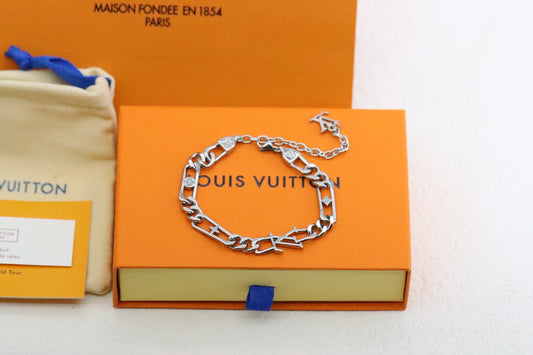 Floral and Letter Cuban Patchwork Bracelet