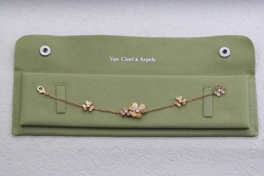 Rose gold three-flower four-leaf clover bracelet