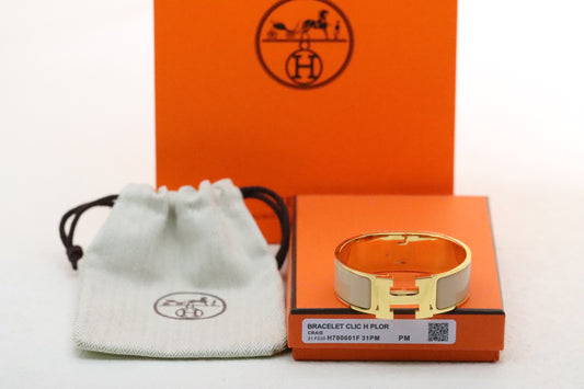 Extra wide three-color enamel bracelet