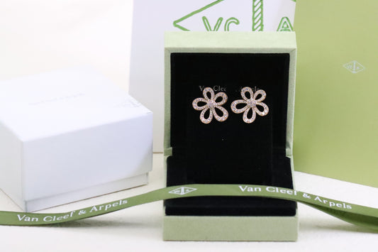 Diamond Lace Flower Earrings