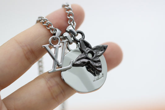 Titanium floral letter necklace