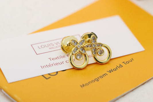Full Diamond Four-Leaf Clover Flower Round Diamond Earrings