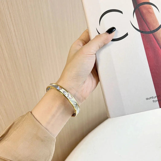 Creamy White Rabbit Enamel Bracelet