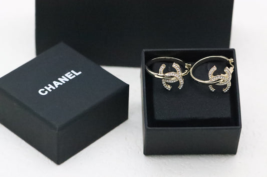 Full diamond double C hoop earrings