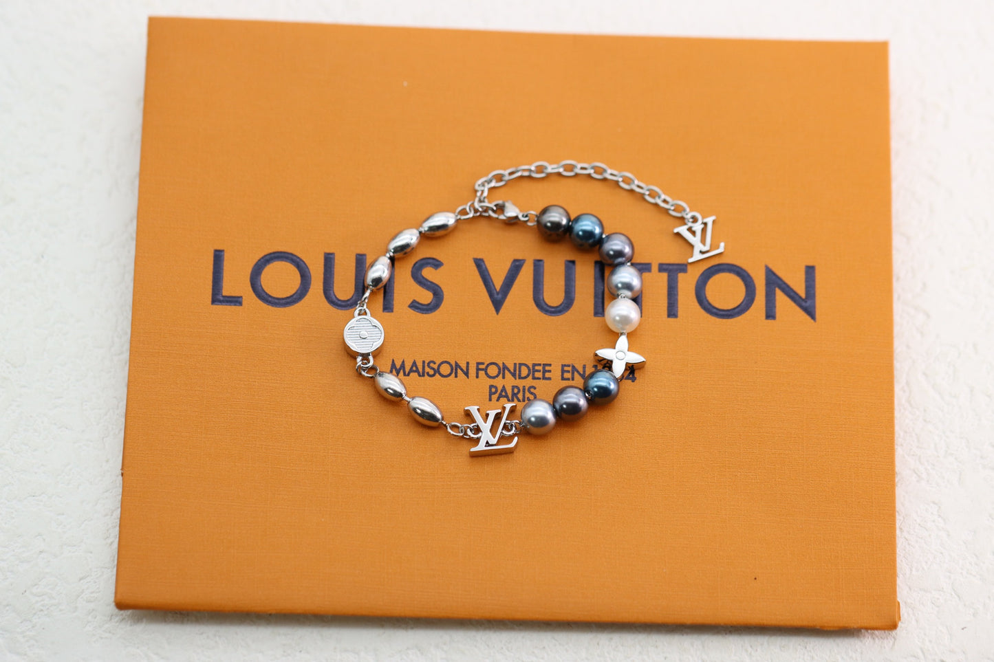 Blue Pearl Floral Bracelet