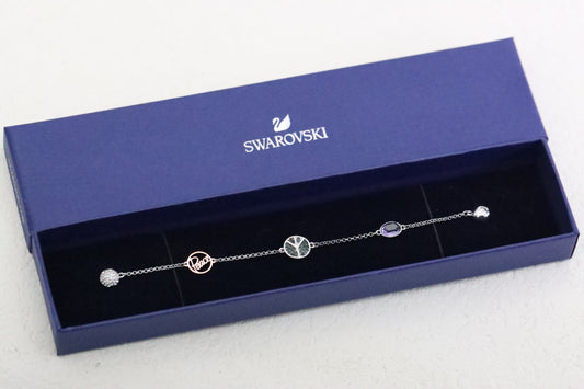Silver-rimmed black diamond arrow magnetic clasp bracelet