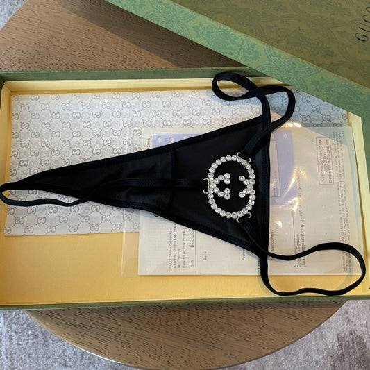 Pure black camisole chain bra underwear (with chest pads)