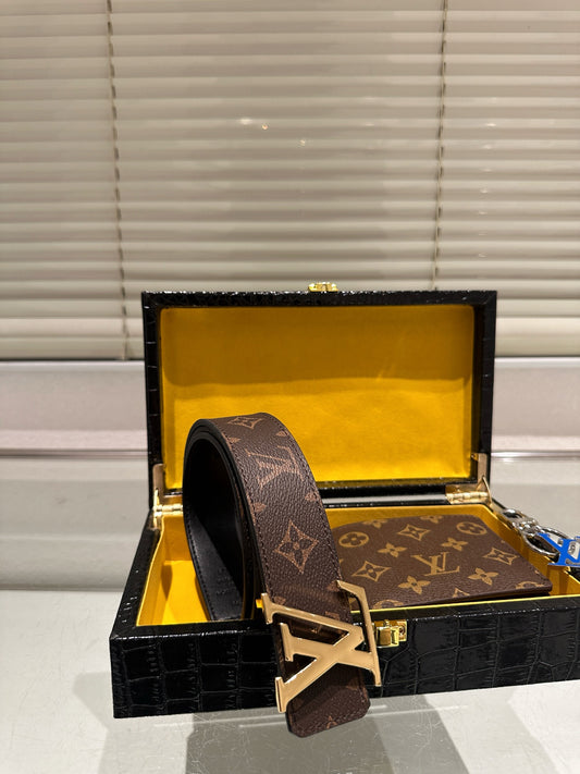 Old-fashioned suit leather belt