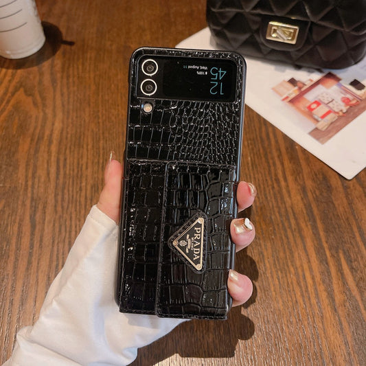 Triangle Logo Trifold Card Holder Case for Galaxy Z Flip