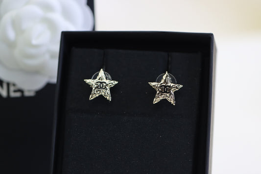 Gold Double C Lava Star Earrings