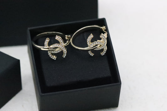 Full diamond double C hoop earrings