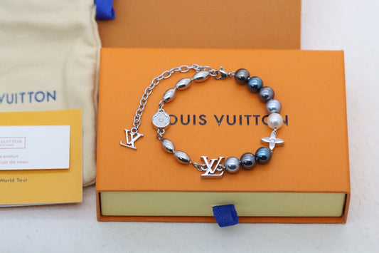 Colorful Pearl Floral Letter Bracelet