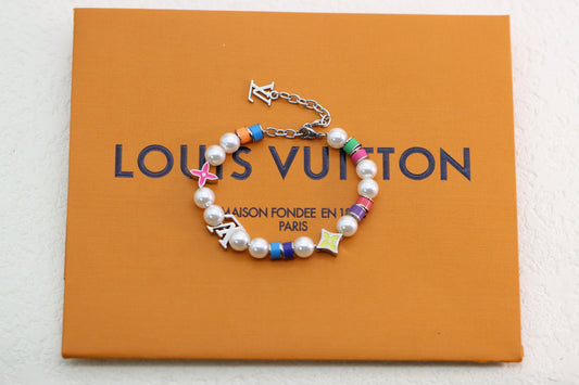 Colorful enamel floral t crystal bracelet