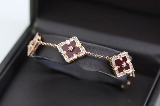 Full diamond laser four-leaf clover bracelet