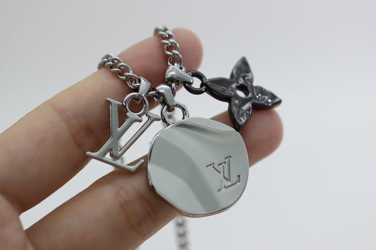 Titanium floral letter necklace